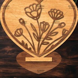 Intra απο ξύλο plywood 3mm-4mm πάχος – Βάση κοπής με λέιζερ καρδιάς Valentine Δίασταση  20x20 cm INTRAFABR-114391861