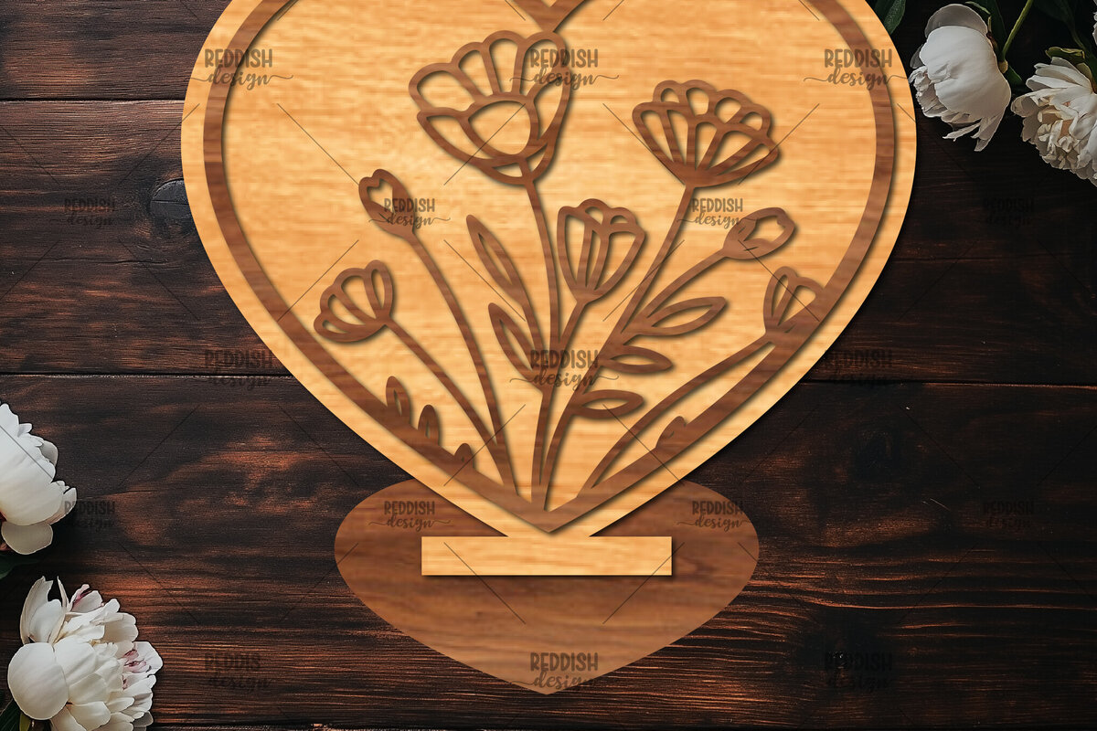 Intra απο ξύλο plywood 3mm-4mm πάχος – Βάση κοπής με λέιζερ καρδιάς Valentine Δίασταση  20x20 cm INTRAFABR-114391861