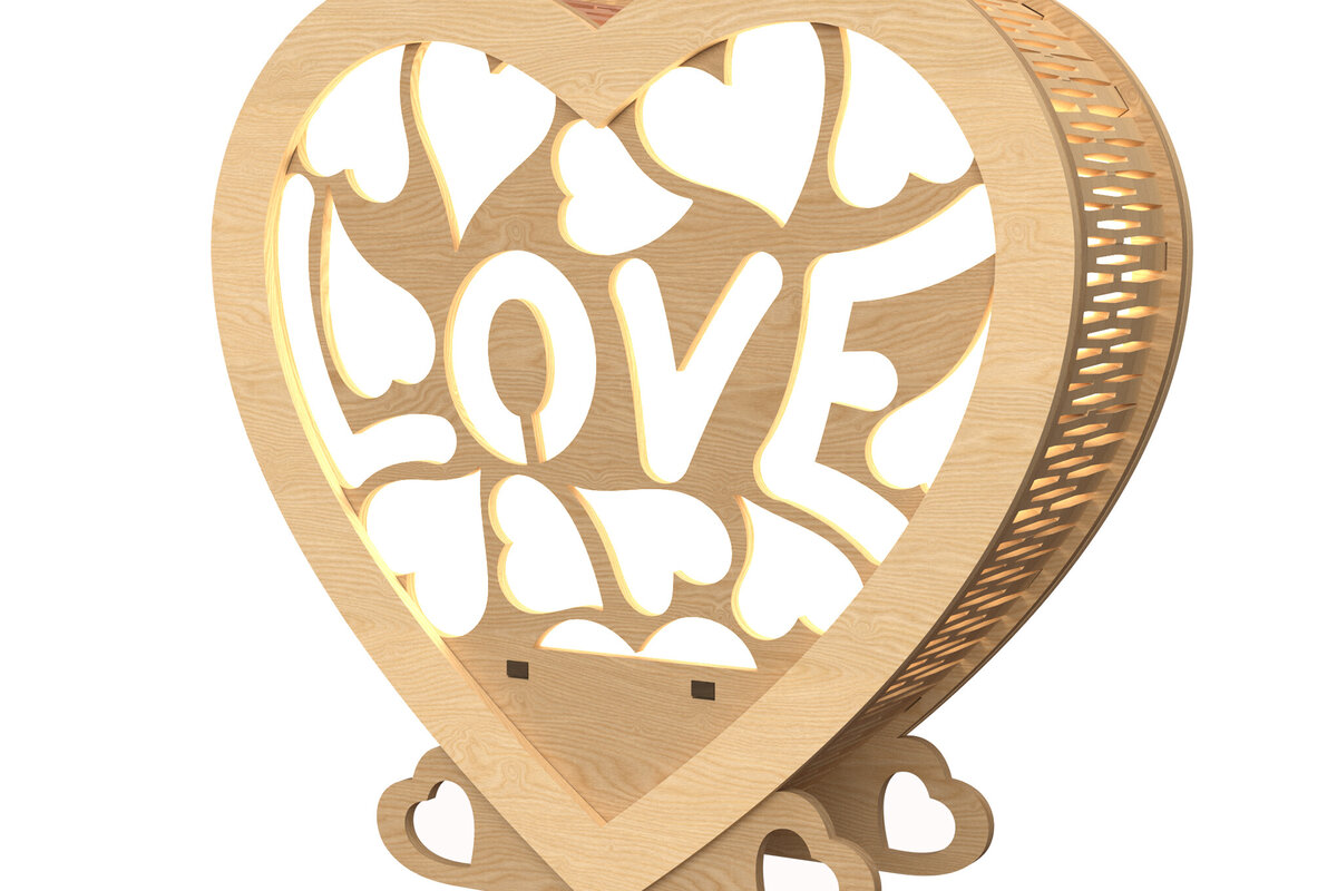 Intra απο ξύλο plywood 3mm-4mm πάχος – Valentine Heart Love Lamp  Δίασταση  20x20 cm INTRAFABR-113311925