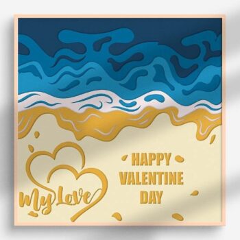 Intra απο ξύλο plywood 3mm-4mm πάχος – Valentine - Heart on the Beach Δίασταση  20x20 cm INTRAFABR-53549592 - Image 4