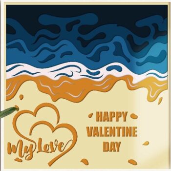 Intra απο ξύλο plywood 3mm-4mm πάχος – Valentine - Heart on the Beach Δίασταση  20x20 cm INTRAFABR-53549592 - Image 5