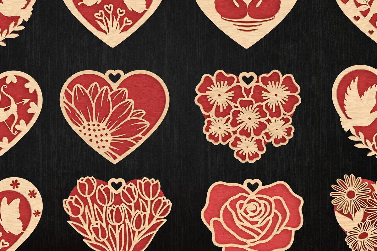 Intra απο ξύλο plywood 3mm-4mm πάχος – Valentine Heart Bundle Cut Laser Δίασταση  20x20 cm INTRAFABR-113314917