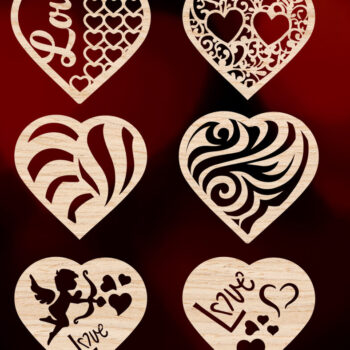 Intra απο ξύλο plywood 3mm-4mm πάχος – Πακέτο ετικετών καρδιάς Αγίου Βαλεντίνου / Laser Δίασταση  20x20 cm INTRAFABR-89625269 - Image 1
