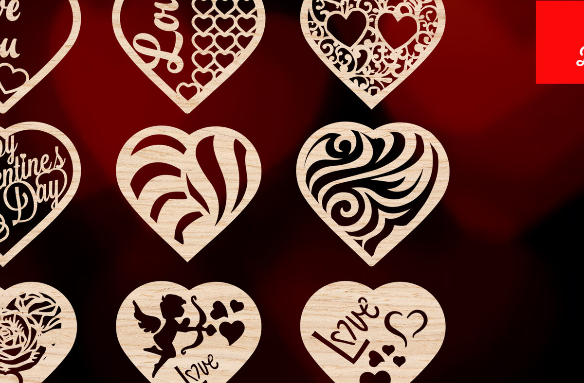 Intra απο ξύλο plywood 3mm-4mm πάχος – Πακέτο ετικετών καρδιάς Αγίου Βαλεντίνου / Laser Δίασταση  20x20 cm INTRAFABR-89625269