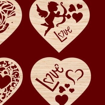 Intra απο ξύλο plywood 3mm-4mm πάχος – Πακέτο ετικετών καρδιάς Αγίου Βαλεντίνου / Laser Δίασταση  20x20 cm INTRAFABR-89625269 - Image 3
