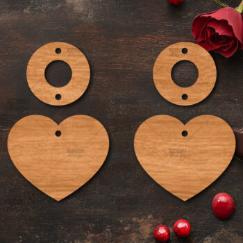 Intra απο ξύλο plywood 3mm-4mm πάχος – Σκουλαρίκια καρδιών του Αγίου Βαλεντίνου Δίασταση  5x5 cm INTRAFABR-113921277 - Image 1
