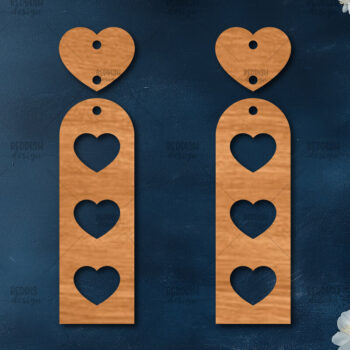 Intra απο ξύλο plywood 3mm-4mm πάχος – Σκουλαρίκια καρδιών του Αγίου Βαλεντίνου Δίασταση  5x5 cm INTRAFABR-113921287 - Image 1
