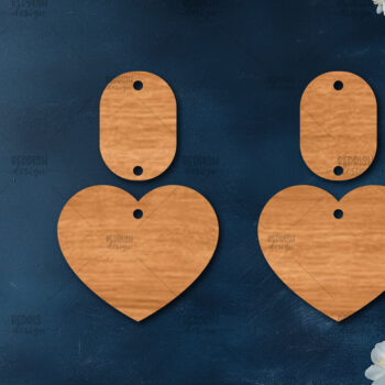 Intra απο ξύλο plywood 3mm-4mm πάχος – Σκουλαρίκια καρδιών του Αγίου Βαλεντίνου Δίασταση  5x5 cm INTRAFABR-113921315 - Image 1