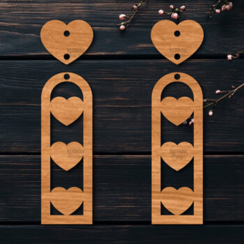 Intra απο ξύλο plywood 3mm-4mm πάχος – Σκουλαρίκια καρδιών του Αγίου Βαλεντίνου Δίασταση  5x5 cm INTRAFABR-113921345 - Image 1