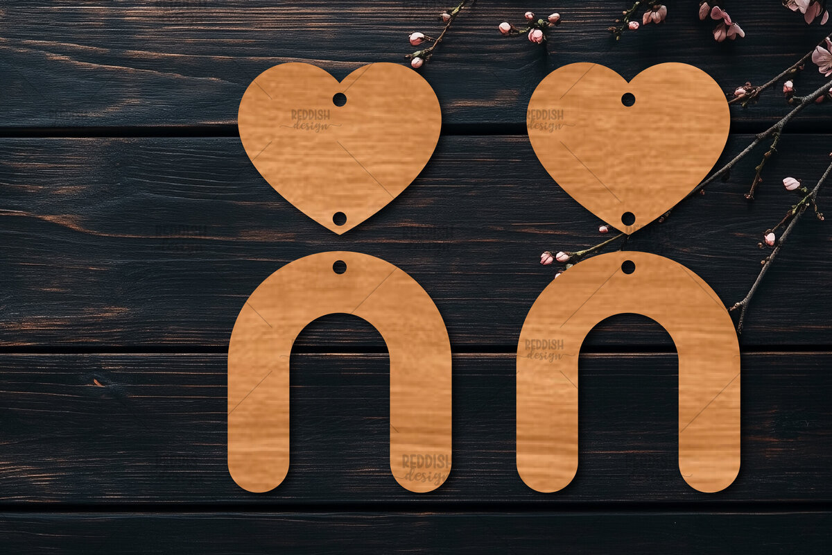 Intra απο ξύλο plywood 3mm-4mm πάχος – Σκουλαρίκια καρδιών του Αγίου Βαλεντίνου Δίασταση  5x5 cm INTRAFABR-113921370