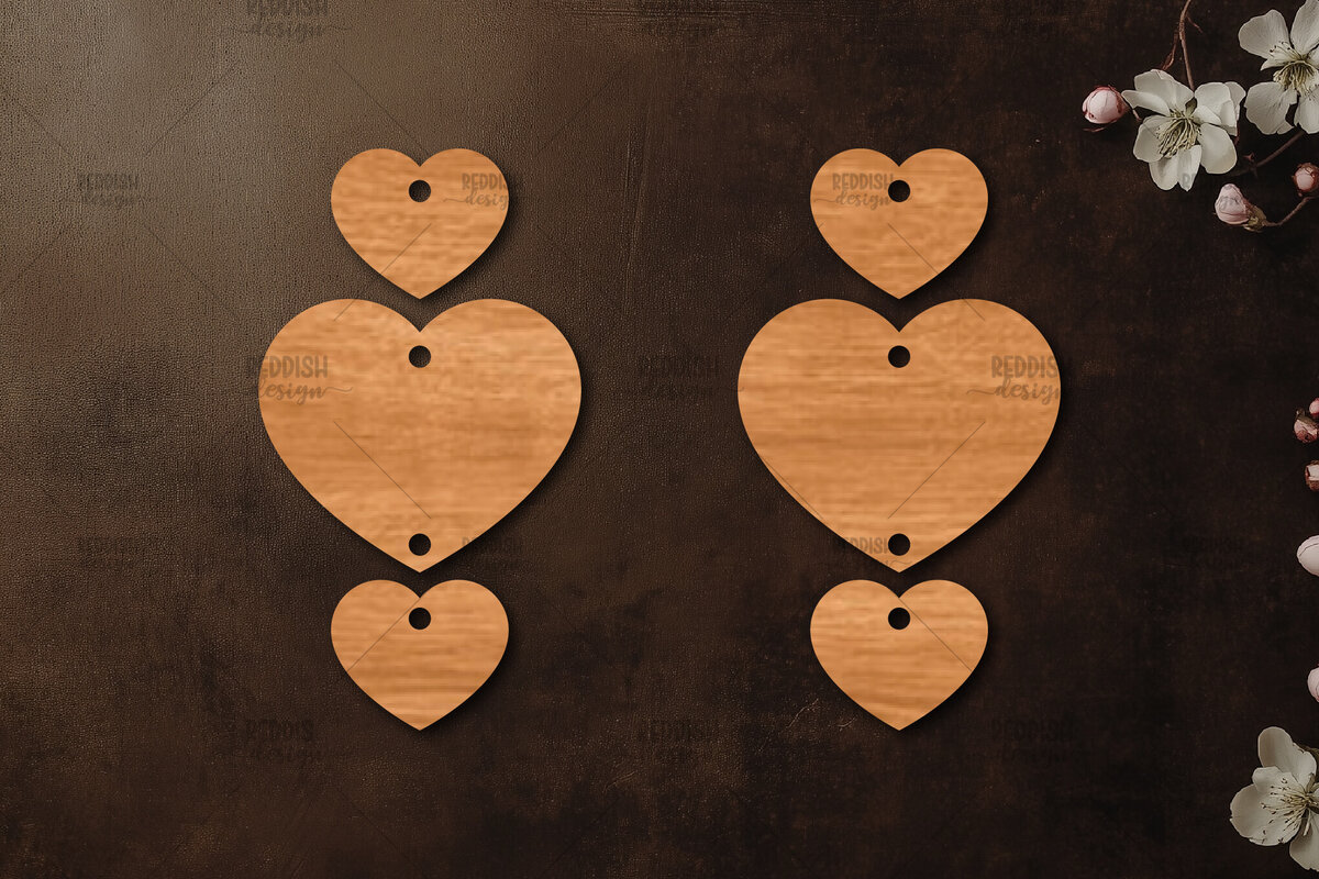 Intra απο ξύλο plywood 3mm-4mm πάχος – Σκουλαρίκια καρδιών του Αγίου Βαλεντίνου Δίασταση  5x5 cm INTRAFABR-113921402