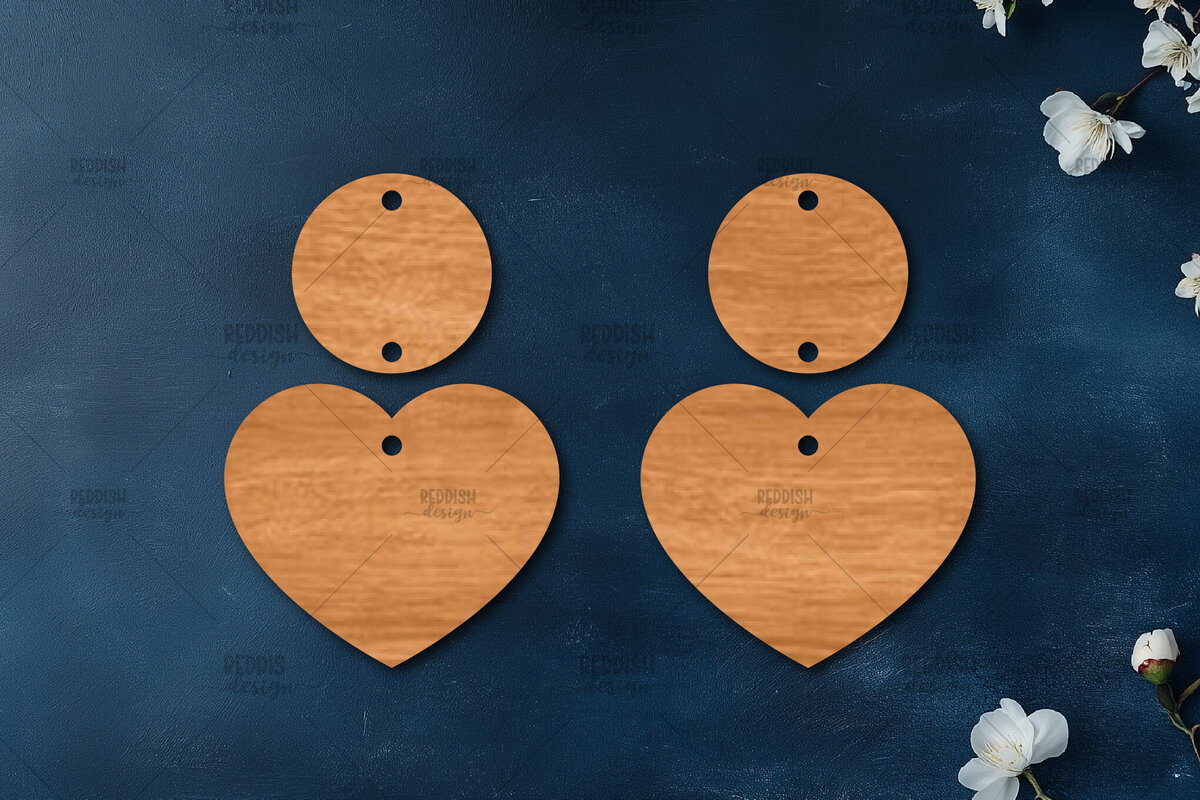 Intra απο ξύλο plywood 3mm-4mm πάχος – Σκουλαρίκια καρδιών του Αγίου Βαλεντίνου Δίασταση  5x5 cm INTRAFABR-113921121