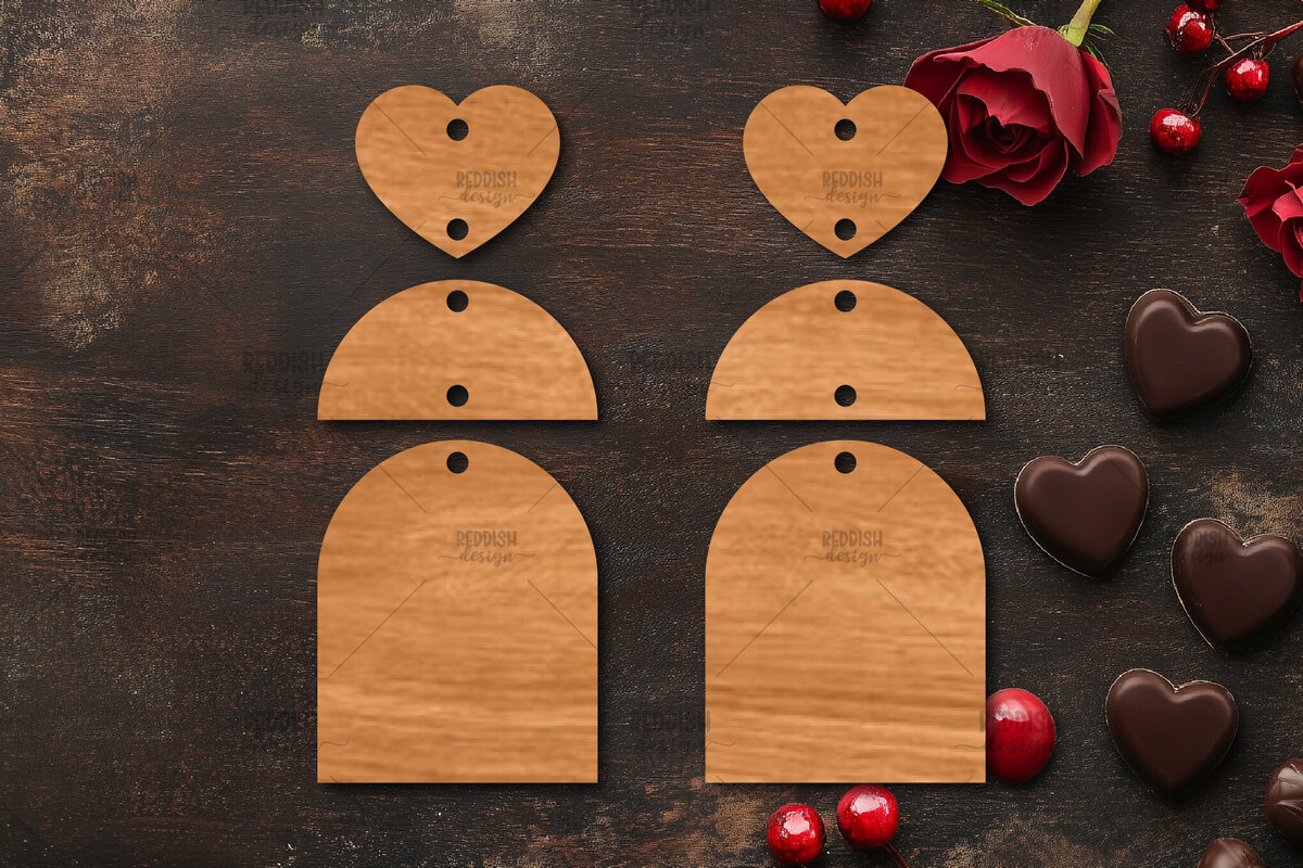 Intra απο ξύλο plywood 3mm-4mm πάχος – Σκουλαρίκια καρδιών του Αγίου Βαλεντίνου Δίασταση  5x5 cm INTRAFABR-113921424