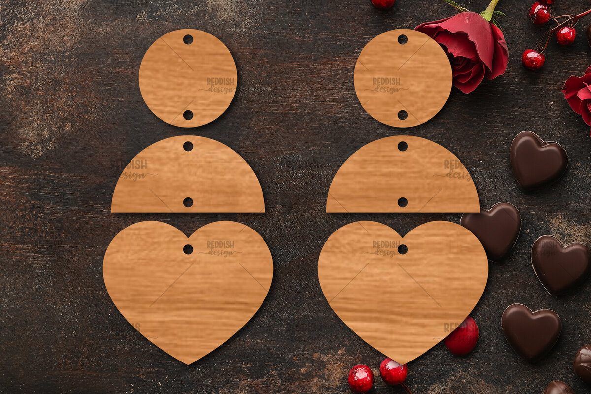 Intra απο ξύλο plywood 3mm-4mm πάχος – Σκουλαρίκια καρδιών του Αγίου Βαλεντίνου Δίασταση  5x5 cm INTRAFABR-113921456