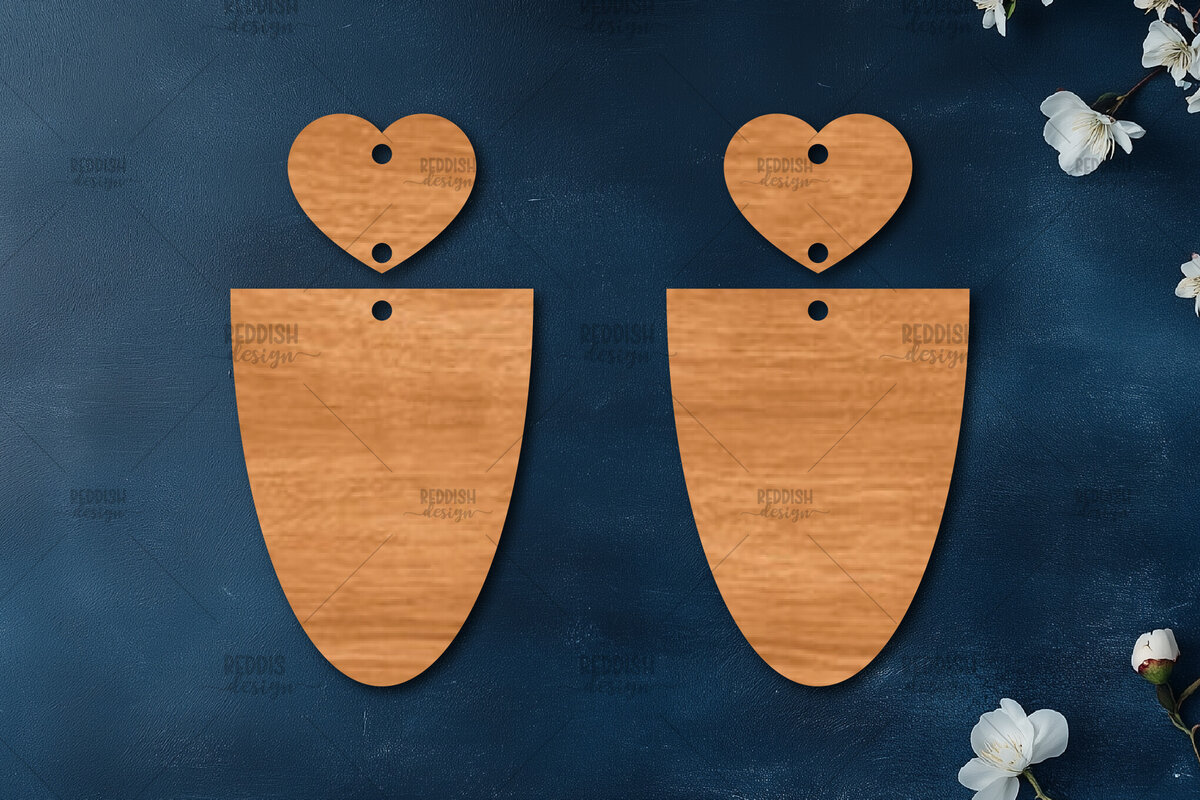 Intra απο ξύλο plywood 3mm-4mm πάχος – Σκουλαρίκια καρδιών του Αγίου Βαλεντίνου Δίασταση  5x5 cm INTRAFABR-113921524