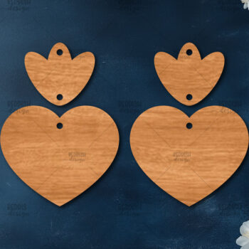Intra απο ξύλο plywood 3mm-4mm πάχος – Σκουλαρίκια καρδιών του Αγίου Βαλεντίνου Δίασταση  5x5 cm INTRAFABR-113991661 - Image 1