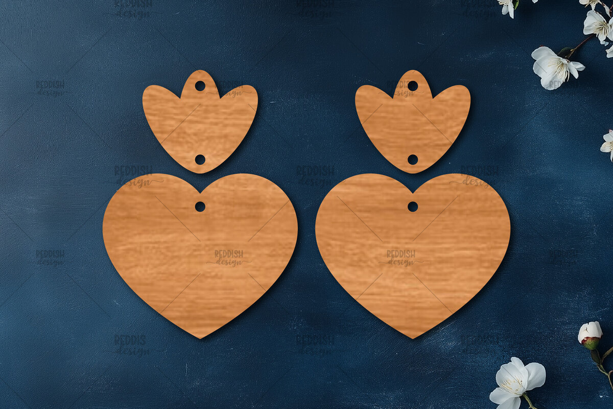Intra απο ξύλο plywood 3mm-4mm πάχος – Σκουλαρίκια καρδιών του Αγίου Βαλεντίνου Δίασταση  5x5 cm INTRAFABR-113991661