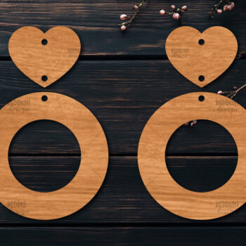 Intra απο ξύλο plywood 3mm-4mm πάχος – Σκουλαρίκια καρδιών του Αγίου Βαλεντίνου Δίασταση 5x5 cm INTRAFABR-113991749 - Image 1