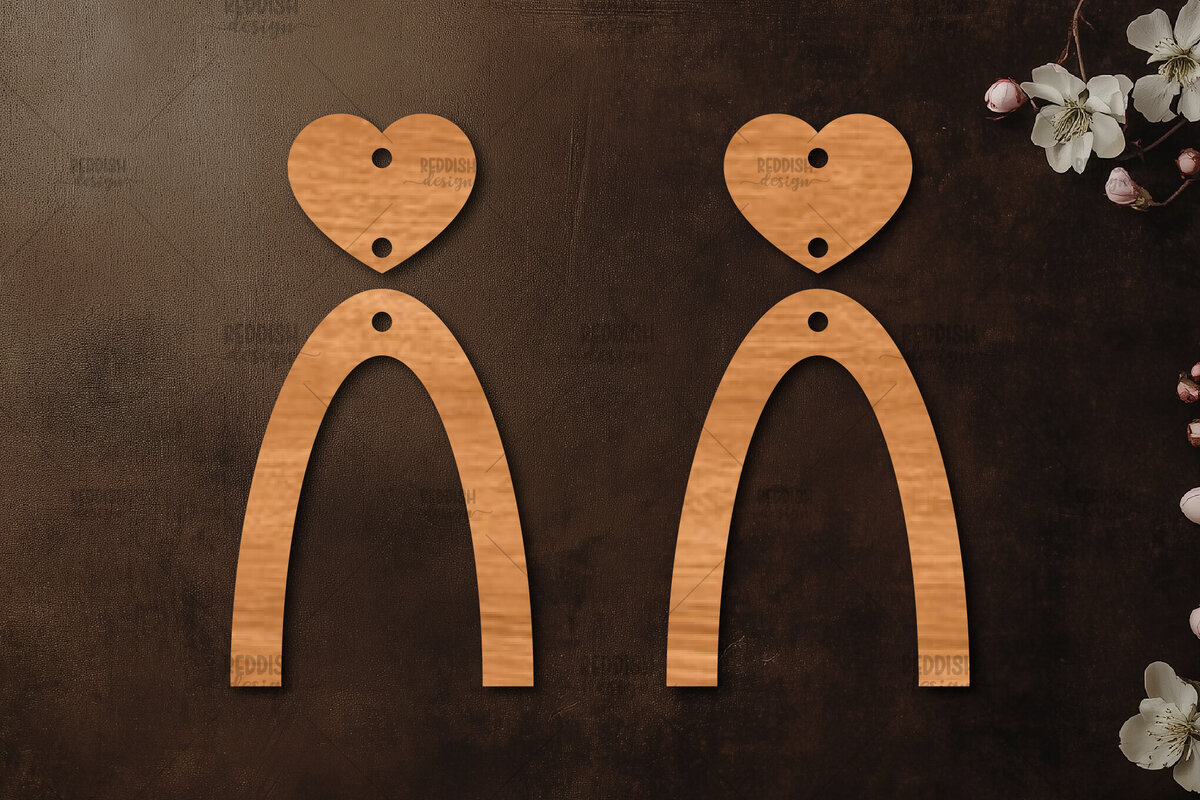 Intra απο ξύλο plywood 3mm-4mm πάχος – Σκουλαρίκια καρδιών του Αγίου Βαλεντίνου Δίασταση  5x5 cm INTRAFABR-113991833