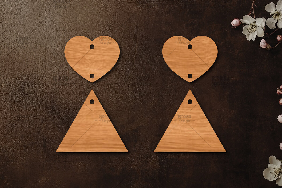 Intra απο ξύλο plywood 3mm-4mm πάχος – Σκουλαρίκια καρδιών του Αγίου Βαλεντίνου Δίασταση  5x5 cm INTRAFABR-113991893