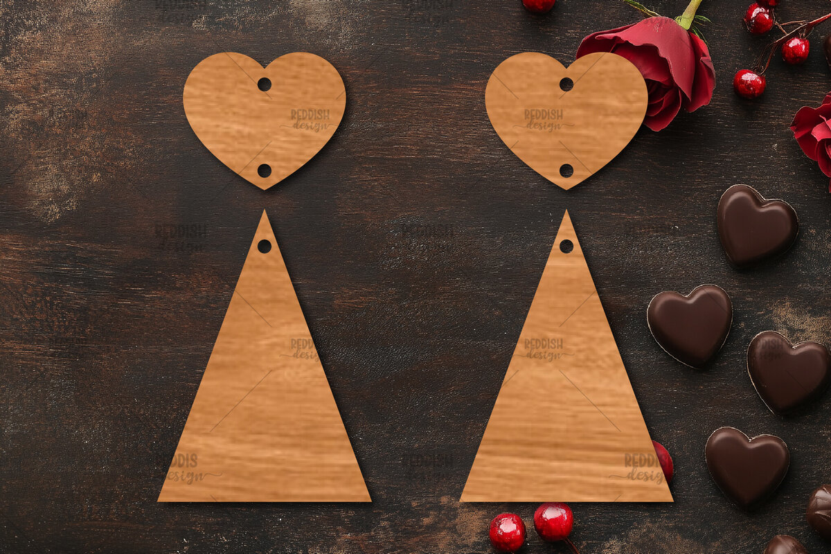 Intra απο ξύλο plywood 3mm-4mm πάχος – Σκουλαρίκια καρδιών του Αγίου Βαλεντίνου Δίασταση  5x5 cm INTRAFABR-113991949