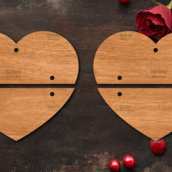 Intra απο ξύλο plywood 3mm-4mm πάχος – Σκουλαρίκια καρδιών του Αγίου Βαλεντίνου Δίασταση  5x5 cm INTRAFABR-113992000 - Image 1