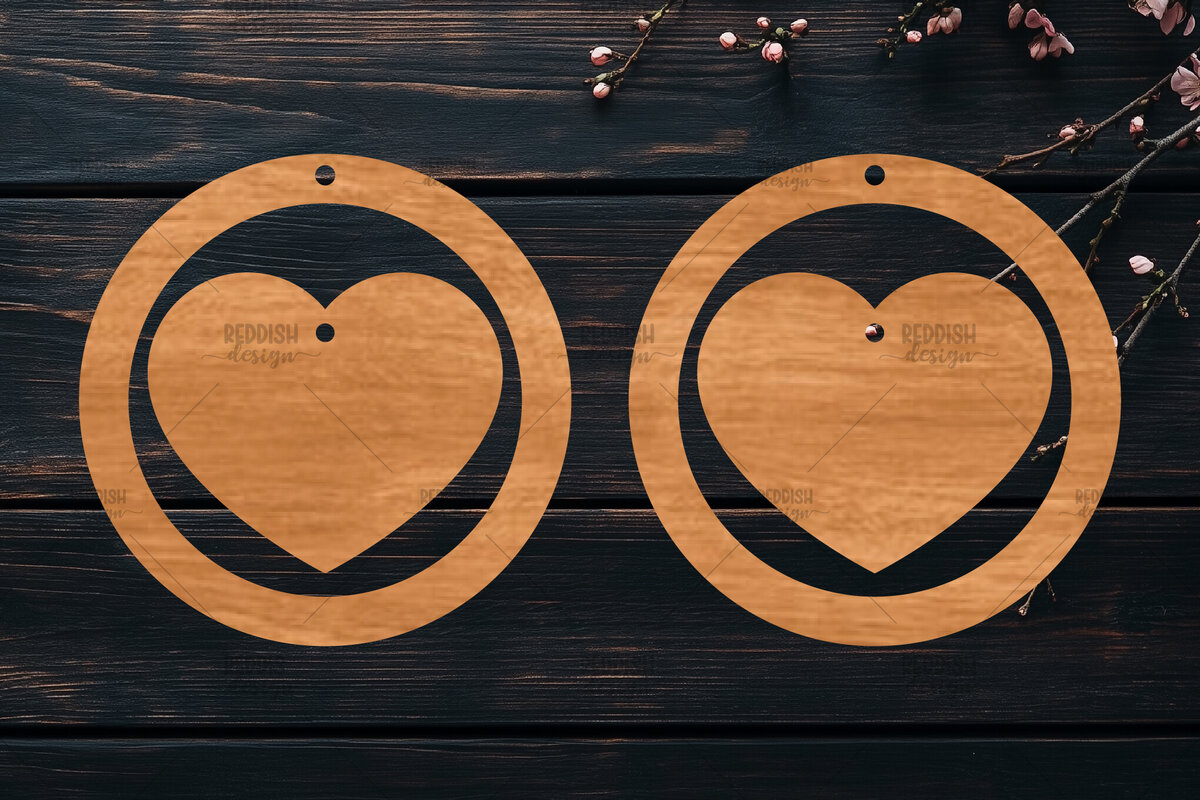Intra απο ξύλο plywood 3mm-4mm πάχος – Σκουλαρίκια καρδιών του Αγίου Βαλεντίνου Δίασταση  5x5 cm INTRAFABR-113992119