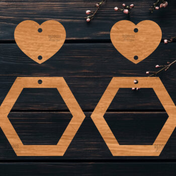 Intra απο ξύλο plywood 3mm-4mm πάχος – Σκουλαρίκια καρδιών του Αγίου Βαλεντίνου Δίασταση  5x5 cm INTRAFABR-113992141 - Image 1