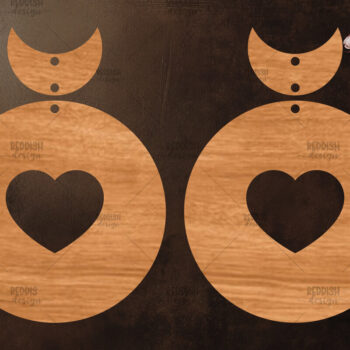 Intra απο ξύλο plywood 3mm-4mm πάχος – Σκουλαρίκια καρδιών του Αγίου Βαλεντίνου Δίασταση  5x5 cm INTRAFABR-113992272 - Image 1