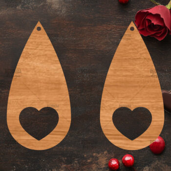 Intra απο ξύλο plywood 3mm-4mm πάχος – Σκουλαρίκια καρδιών του Αγίου Βαλεντίνου Δίασταση  5x5 cm INTRAFABR-113992310 - Image 1