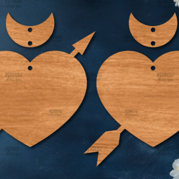 Intra απο ξύλο plywood 3mm-4mm πάχος – Σκουλαρίκια καρδιών του Αγίου Βαλεντίνου Δίασταση  5x5 cm INTRAFABR-113992384 - Image 1