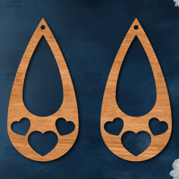 Intra απο ξύλο plywood 3mm-4mm πάχος – Σκουλαρίκια καρδιών του Αγίου Βαλεντίνου Δίασταση  5x5 cm INTRAFABR-113992479 - Image 1