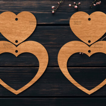Intra απο ξύλο plywood 3mm-4mm πάχος – Σκουλαρίκια καρδιών του Αγίου Βαλεντίνου Δίασταση  5x5 cm INTRAFABR-113921158 - Image 1