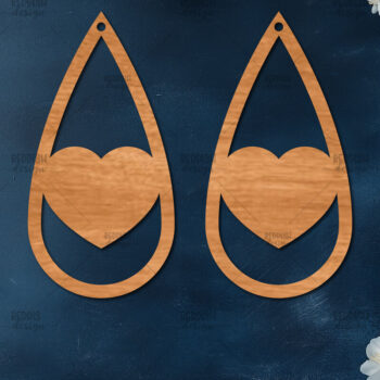 Intra απο ξύλο plywood 3mm-4mm πάχος – Σκουλαρίκια καρδιών του Αγίου Βαλεντίνου Δίασταση  5x5 cm INTRAFABR-113992514 - Image 1