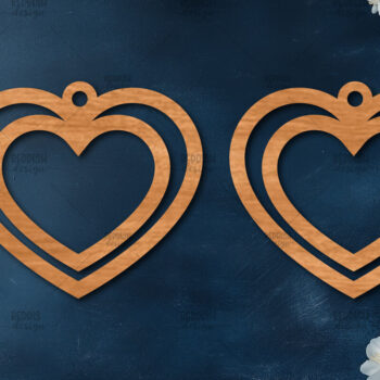 Intra απο ξύλο plywood 3mm-4mm πάχος – Σκουλαρίκια καρδιών του Αγίου Βαλεντίνου Δίασταση  5x5 cm INTRAFABR-114538727 - Image 1