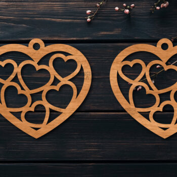 Intra απο ξύλο plywood 3mm-4mm πάχος – Σκουλαρίκια καρδιών του Αγίου Βαλεντίνου Δίασταση  5x5 cm INTRAFABR-114538858 - Image 1