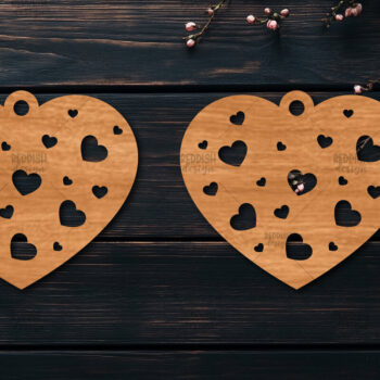 Intra απο ξύλο plywood 3mm-4mm πάχος – Σκουλαρίκια καρδιών του Αγίου Βαλεντίνου Δίασταση  5x5 cm INTRAFABR-114538884 - Image 1