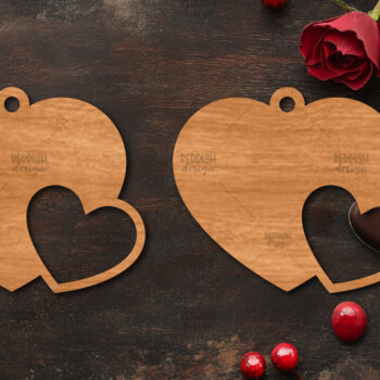 Intra απο ξύλο plywood 3mm-4mm πάχος – Σκουλαρίκια καρδιών του Αγίου Βαλεντίνου Δίασταση  5x5 cm INTRAFABR-114538995 - Image 1