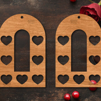 Intra απο ξύλο plywood 3mm-4mm πάχος – Σκουλαρίκια καρδιών του Αγίου Βαλεντίνου Δίασταση  5x5 cm INTRAFABR-113921240 - Image 1