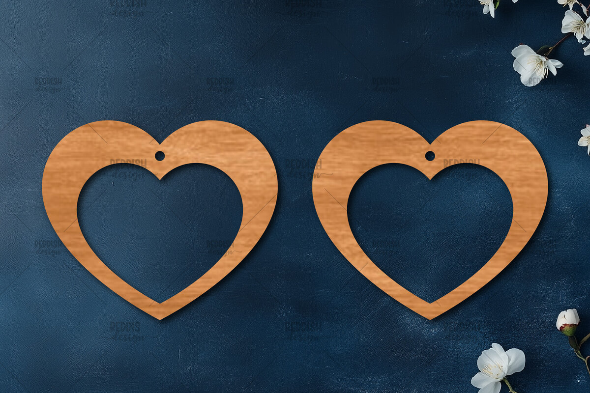 Intra απο ξύλο plywood 3mm-4mm πάχος – Σκουλαρίκια καρδιών του Αγίου Βαλεντίνου Δίασταση  5x5 cm INTRAFABR-113921095