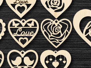 Intra απο ξύλο plywood 3mm-4mm πάχος – Πακέτο κοπής με λέιζερ Valentine Hearts Δίασταση  20x20 cm INTRAFABR-88002558 - Image 1