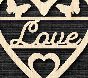 Intra απο ξύλο plywood 3mm-4mm πάχος – Γραφικό με λέιζερ καρδιές του Αγίου Βαλεντίνου Δίασταση  20x20 cm INTRAFABR-88002536