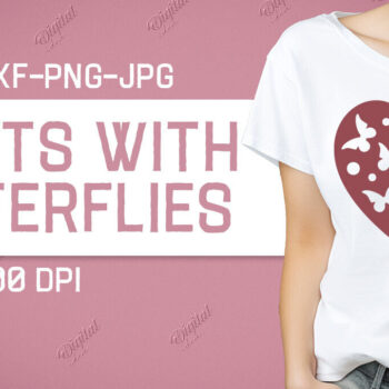 Intra απο ξύλο plywood 3mm-4mm πάχος – Valentine Hearts with Butterflies Δίασταση  20x20 cm INTRAFABR-86341270 - Image 1