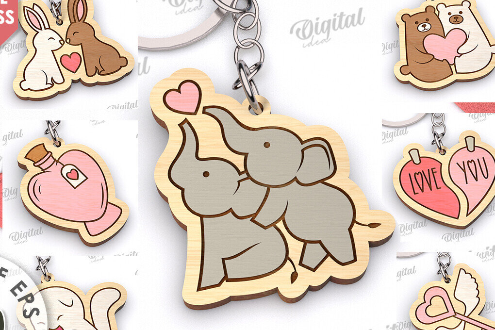 Intra απο ξύλο plywood 3mm-4mm πάχος – Μπρελόκ Valentine Δέσμη κοπής με λέιζερ Δίασταση  5x5 cm INTRAFABR-111986655