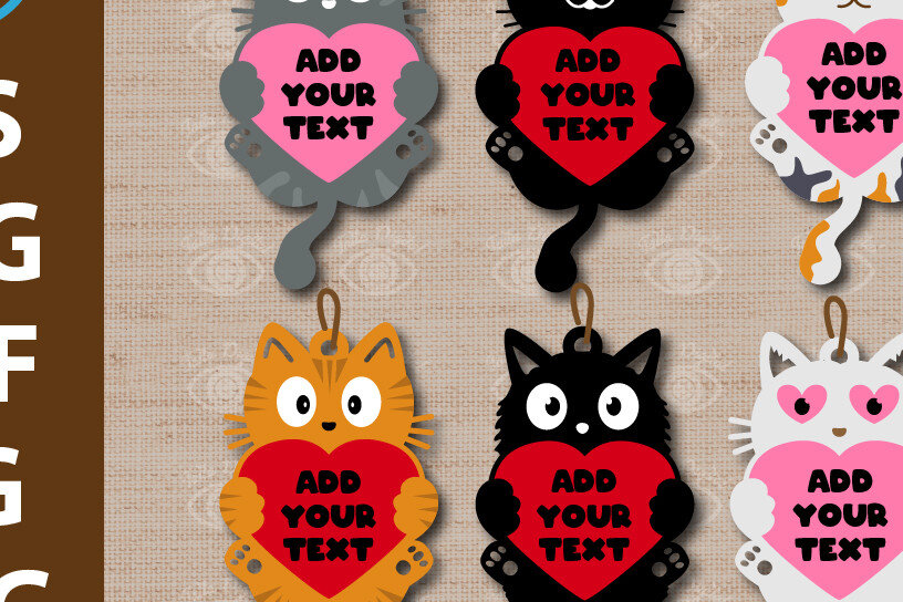 Intra απο ξύλο plywood 3mm-4mm πάχος – Σκουλαρίκι Valentine Kitten Love Dangle Earring Δίασταση  5x5 cm INTRAFABR-50079939