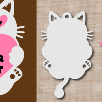 Intra απο ξύλο plywood 3mm-4mm πάχος – Σκουλαρίκι Valentine Kitten Love Dangle Earring Δίασταση  5x5 cm INTRAFABR-50079939 - Image 2