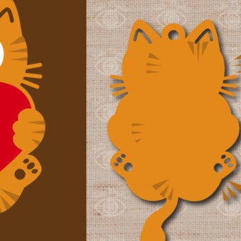 Intra απο ξύλο plywood 3mm-4mm πάχος – Σκουλαρίκι Valentine Kitten Love Dangle Earring Δίασταση  5x5 cm INTRAFABR-50079939 - Image 3