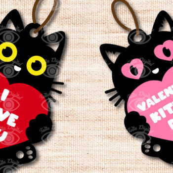 Intra απο ξύλο plywood 3mm-4mm πάχος – Σκουλαρίκι Valentine Kitten Love Dangle Earring Δίασταση  5x5 cm INTRAFABR-50079939 - Image 6