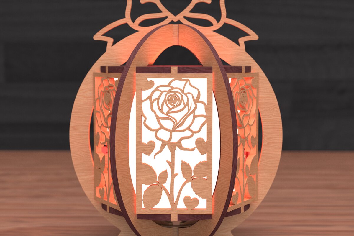 Intra απο ξύλο plywood 3mm-4mm πάχος –  κοπής λέιζερ φαναριού Αγίου Βαλεντίνου Δίασταση  20x20 cm INTRAFABR-111860627