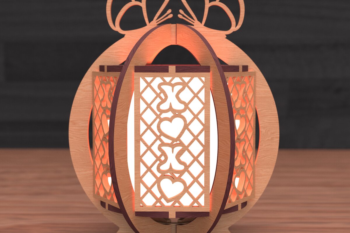 Intra απο ξύλο plywood 3mm-4mm πάχος – Κοπή λέιζερ φαναριού Αγίου Βαλεντίνου Δίασταση  20x20 cm INTRAFABR-111860531